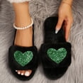 thumbnail image 1 of uublik Women's House Fuzzy Slippers Memory Foam Open-Toe Slippers Soft Fleece Indoor Shoes Indoor/Outdoor Slippers, Green, 1 of 7