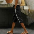 thumbnail image 1 of uublik Women's Linen Shorts Casual High Waisted Beach Shorts Wide Leg Drawstring Cute Summer Vacation Outfit Black, 1 of 5