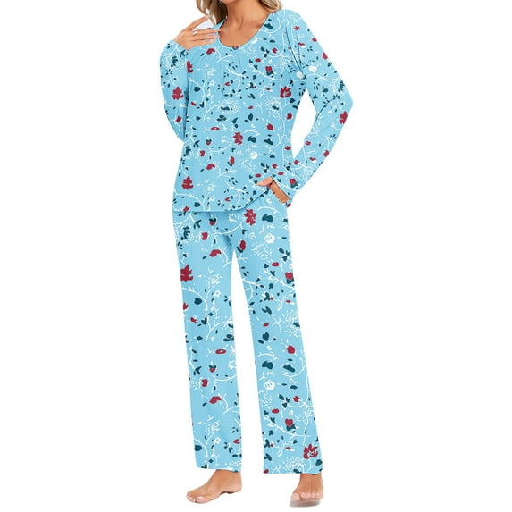 uublik Women's Pajama Sets Long Sleeve Tops and Long Pants Soft Comfy Pajamas Set 2 Piece Outfits