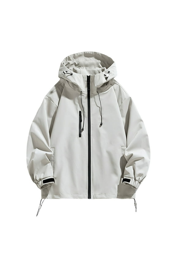 Women's Rain Jacket Waterproof Windbreaker Running Lightweight Cycling Jacket with Hooded Gray Clothes