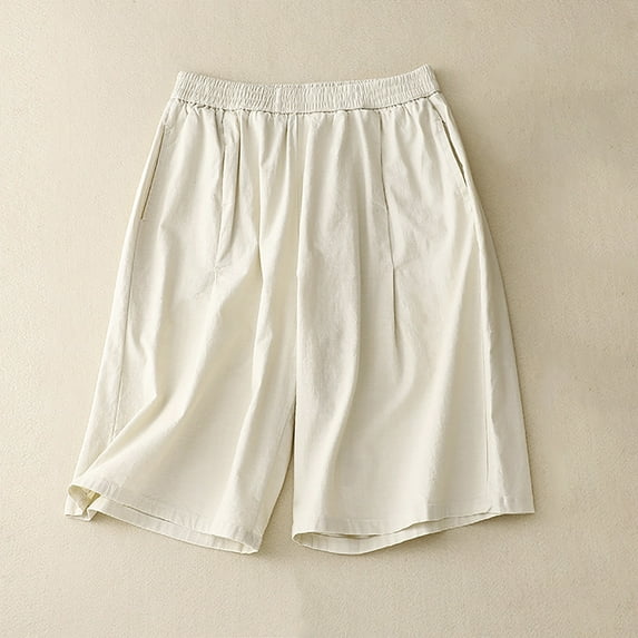 uublik Women's Shorts Plus Size Super Soft Loose Shorts Casual Summer Beige