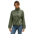 thumbnail image 1 of uublik Women's Trench Coat Green Long Sleeve Classic Overcoat Open Front Cardigan Jacket, 1 of 5