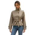 thumbnail image 1 of uublik Women's Trench Coat Khaki Long Sleeve Classic Overcoat Open Front Cardigan Jacket, 1 of 5