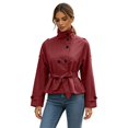 thumbnail image 1 of uublik Women's Trench Coat Red Long Sleeve Classic Overcoat Open Front Cardigan Jacket, 1 of 5