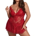 thumbnail image 1 of uublik Women's Underwear Valentine's Day Sleepwear Chemise Dress Lace Nighty Nightgowns Red XL, 1 of 2