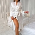 thumbnail image 1 of uublik Womens Bathrobe Lace Bride Bridesmaid Robes Wedding Party Sleepwear Loungewear White, 1 of 6