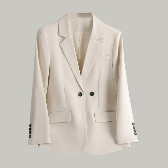 uublik Womens Blazers Dressy Casual Work Office Blazer Stretch Lapel Collar Long Sleeve Jacket Suit Blazer Beige Clothes