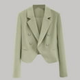 thumbnail image 1 of uublik Womens Blazers Lapel Collar Long Sleeve Open Front Work Office Suit Jacket Blazer Green Clothes, 1 of 3