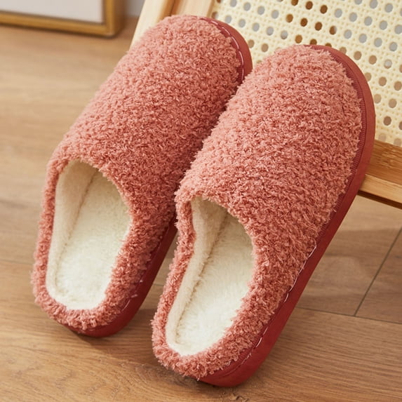 uublik Womens Bridesmaid Fuzzy Slippers Memory Foam House Slippers Indoor Outdoor Cozy Plush Closed Toe House Shoes, Watermelon Red