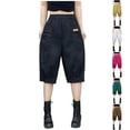 thumbnail image 1 of uublik Womens Capri Pants Black High Waisted Cropped Stretchy Straight Pants Trousers with Pockets, 1 of 3