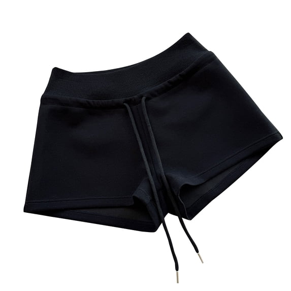 uublik Womens Drawstring Shorts Casual Elastic Waist Shorts High Waisted Wide Leg Lightweight Beach Shorts Black