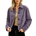 thumbnail image 1 of uublik Womens Faux Suede Jackets Purple Long Sleeve Casual Button Down Motorcycle Coats Trendy Fall Clothes, 1 of 7
