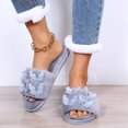 thumbnail image 1 of uublik Womens Fuzzy Slippers Indoor Home Slippers House Slippers Open-Toe Breathable Winter Indoor Slippers, Gray, 1 of 7