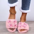 thumbnail image 1 of uublik Womens Fuzzy Slippers Indoor Home Slippers House Slippers Open-Toe Breathable Winter Indoor Slippers, Pink, 1 of 7