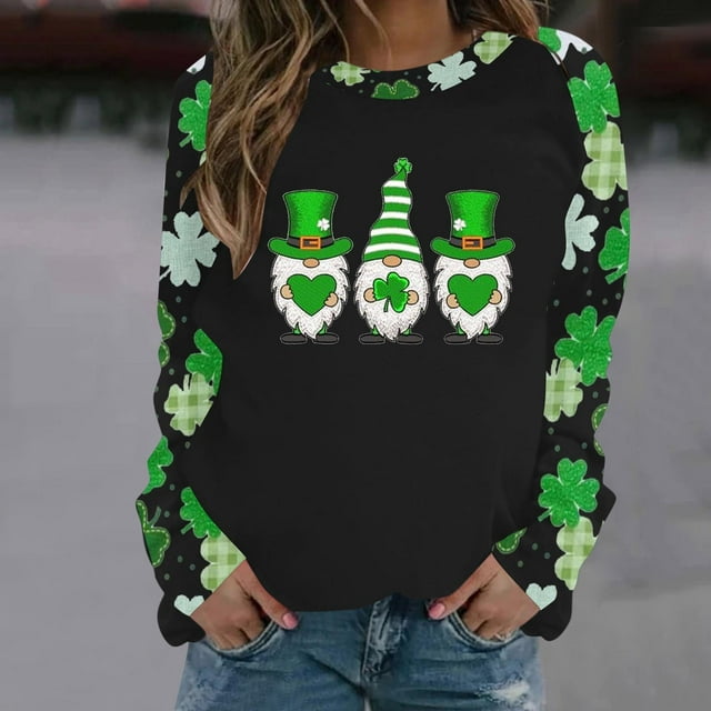 uublik Womens Graphic Sweatshirts Crew Neck Long Sleeve St. Patrick's ...