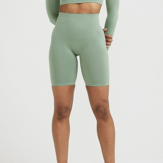 uublik Womens High Waisted Shorts Butt Lift Stretch Bermuda Shorts Womens Bicycle Shorts Green XL