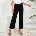 thumbnail image 1 of uublik Womens Jean Capris High Waisted Straight Jeans Loose Wide Leg Stretchy Denim Pants with Pockets, Black, 1 of 5