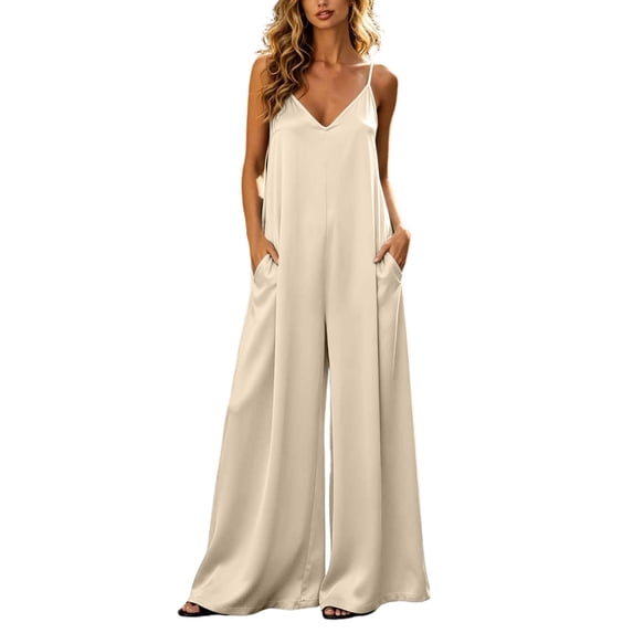 uublik Womens Jumpsuit Casual Loose Overalls Jumpsuits Wide Leg Pants Rompers with Pockets