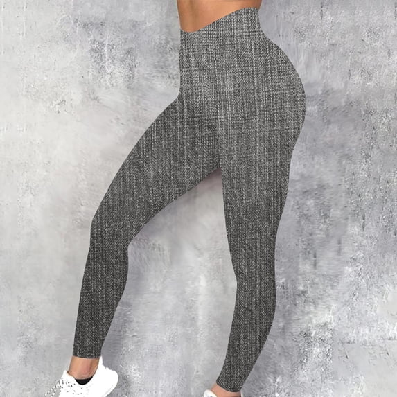 uublik Womens Leggings High Waist Jeggings Skinny Pants Pull on Leggings with Pockets Trendy Casual Pants, Gray