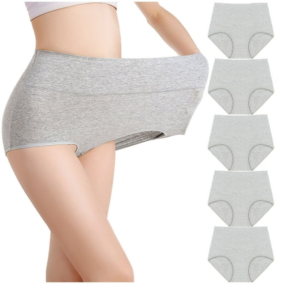 uublik 5 Pack Womens No Show Panties Gray High Rise Briefs Soft Strench Breathable Ladies Underwear