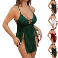 thumbnail image 1 of uublik Womens Pajama Dress V Neck Nightwear Sleepwear Lingerie Chemise Mini Nightgown Green, 1 of 6
