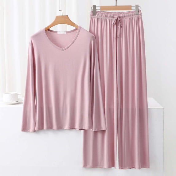 uublik Womens Pajamas Sets Matching Summer Loose Wide Leg Pants Set