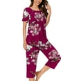 thumbnail image 1 of uublik Womens Pajamas Sets Short Sleeve Sleepwear Tops and Capri Pants Pjs Print Pajama Sets, 1 of 5