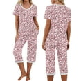 thumbnail image 1 of uublik Womens Plus Size Pajama Sets Short Sleeve Sleepwear Tops and Capri Pants Pjs Print Pajama Sets, 1 of 5