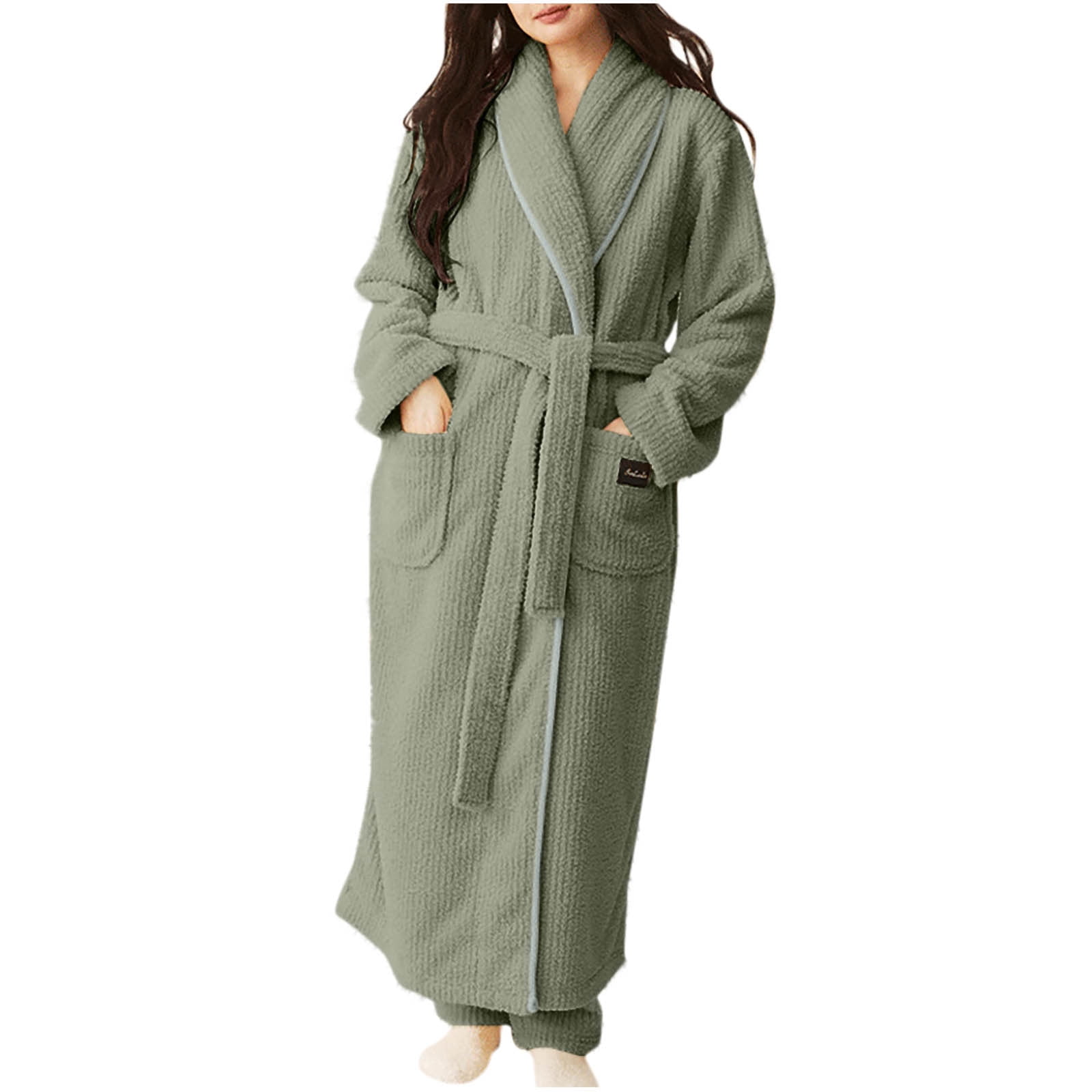 uublik Womens Robes Flannel Robes Casual Long Sleeves Robes Winter ...