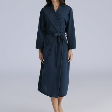 uublik Womens Robes Knee Length Nightdress Bathrobe Nightgown Comfortable Pajamas for Women Navy