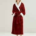 thumbnail image 1 of uublik Womens Robes Lightweight Flannel Robes Casual Long Sleeves Robes Winter Woman Bathrobe Nightwear Red, 1 of 5