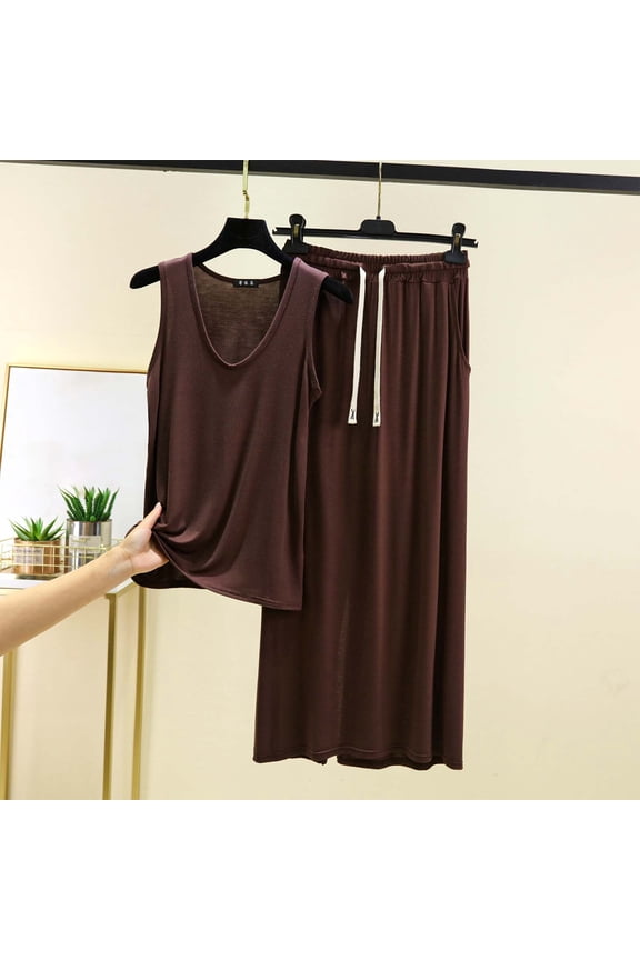 Womens Short Pajamas Set Tank Top and Pants Soft Comfy Pajamas Set 2 Piece Outfits