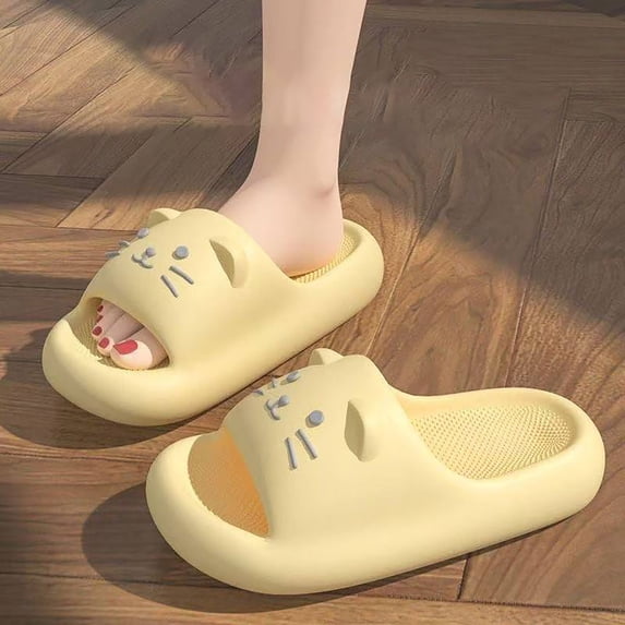 uublik Womens Slippers Breathable Fabric Soft Sole House Shoes Non Slip Indoor Bedroom Slippers, Yellow