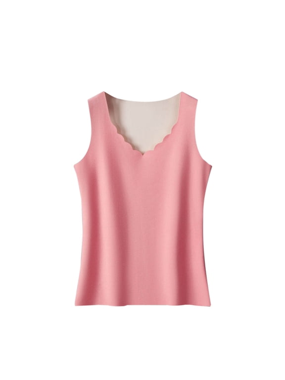Womens Thermal Tank Tops Sleeveless Underwear Base Layer Undershirt Camisole for Cold Weather, Pink