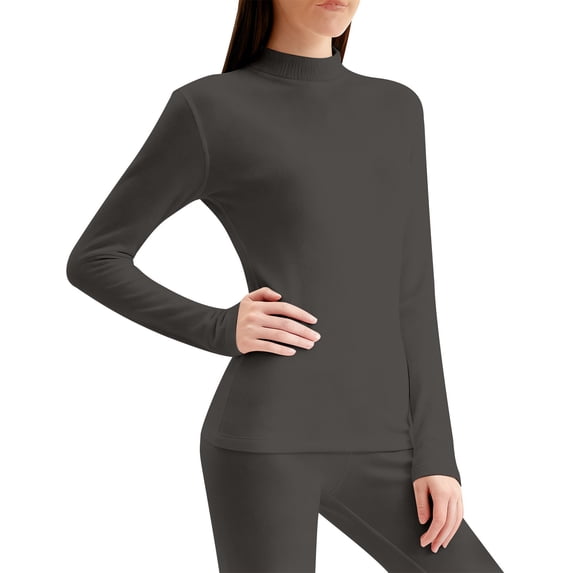 uublik Womens Thermal Underwear Fleece Lined Long Johns Base Layer Top Bottom Cold Weather Gear for Hunting Running Skiing, Dark Gray