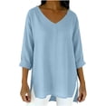thumbnail image 1 of uublik Womens Tops Cute Dressy Casual Clothing Split Hem Long Sleeve Shirts Tunic Tops for Fall Winter Daily Wear, 1 of 5