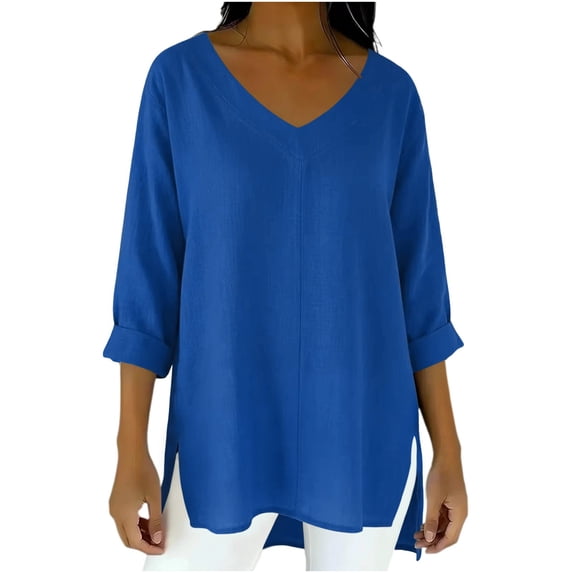 uublik Womens Tops Cute Dressy Casual Clothing Split Hem Long Sleeve Shirts Tunic Tops for Fall Winter Daily Wear