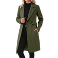 thumbnail image 1 of uublik Womens Trench Coat Army Green Notch Lapel Single-Breasted Business Casual Peacoat Trendy Clothes, 1 of 6
