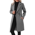 thumbnail image 1 of uublik Womens Trench Coat Gray Notch Lapel Single-Breasted Business Casual Peacoat Trendy Clothes, 1 of 6