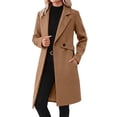 thumbnail image 1 of uublik Womens Trench Coat Khaki Notch Lapel Single-Breasted Business Casual Peacoat Trendy Clothes, 1 of 6