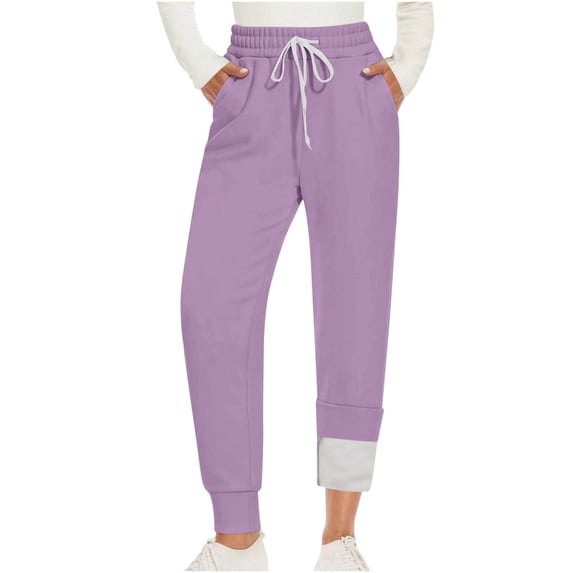 Asgosdo Womens Warm Long Johns Thick Fleece Warm High Waisted Pants for Winter Snow, Purple