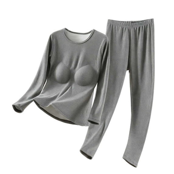uublik Womens Warm Underwear Set Fleece Lined Long Johns Base Layer Top Bottom Cold Weather Gear for Hunting Running Skiing, Dark Gray