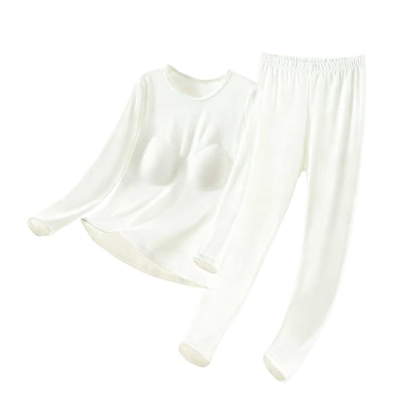 uublik Womens Warm Underwear Set Fleece Lined Long Johns Base Layer Top Bottom Cold Weather Gear for Hunting Running Skiing, White