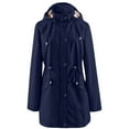 thumbnail image 1 of uublik Womens Waterproof Rain Jacket Long Rain Jacket Active Outdoor Hooded Raincoat Navy Clothes, 1 of 4