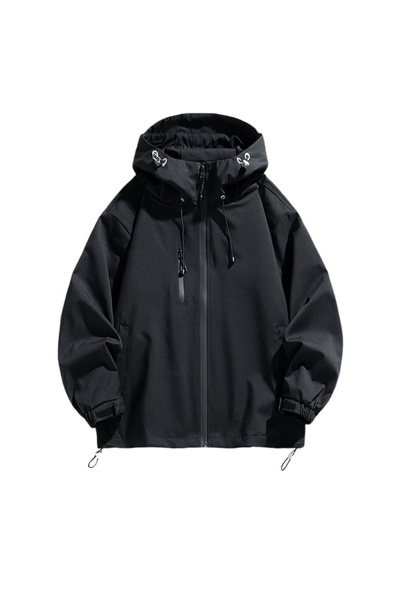 Womens Waterproof Rain Jacket Waterproof Windbreaker Running Lightweight Cycling Jacket with Hooded Black Clothes