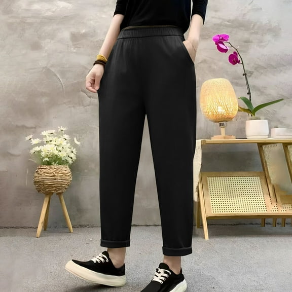 uublik Womens Work Pants Business Casual Black High Waist Loose Sweatpants Casual Lounge Yoga Workout Palazzo