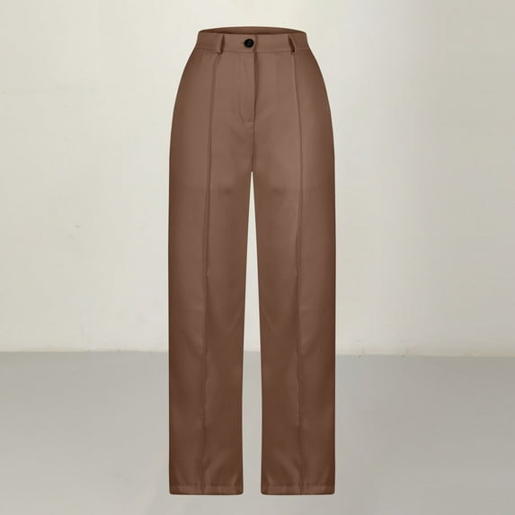 uublik Womens Work Pants Business Casual Brown High Waist Dress Pants with Pockets for Yoga Business Travel Casual