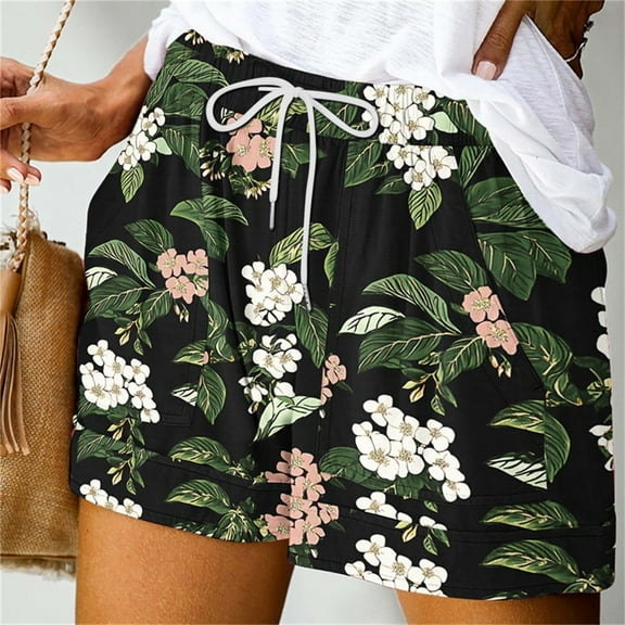 uublik Workout Sets for Women Shorts Casual Elastic Waist Shorts High Waisted Wide Leg Lightweight Beach Shorts Multicolor