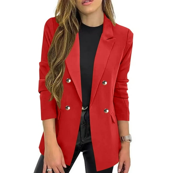 uublik Workout Shirts for Women Loose Fit Long Sleeve Jacket Dressy Open Front Cardigan Business Casual Work Outfits Red