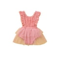 thumbnail image 1 of uukiA 3-18 Months Toddler Baby Girl Sleeveless Solid Color Mesh Lace Ruffle Sleeve One-piece Romper, 1 of 1
